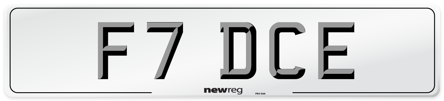F7 DCE Number Plate from New Reg